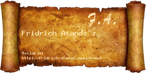 Fridrich Atanáz névjegykártya